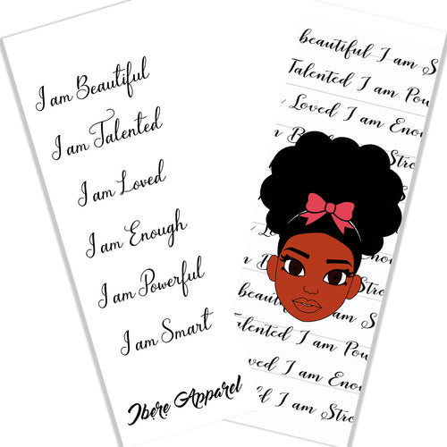 I AM - POSITIVE AFFIRMATIONS | Bookmarks for Kids Black Girl Magic | Empowering Girls