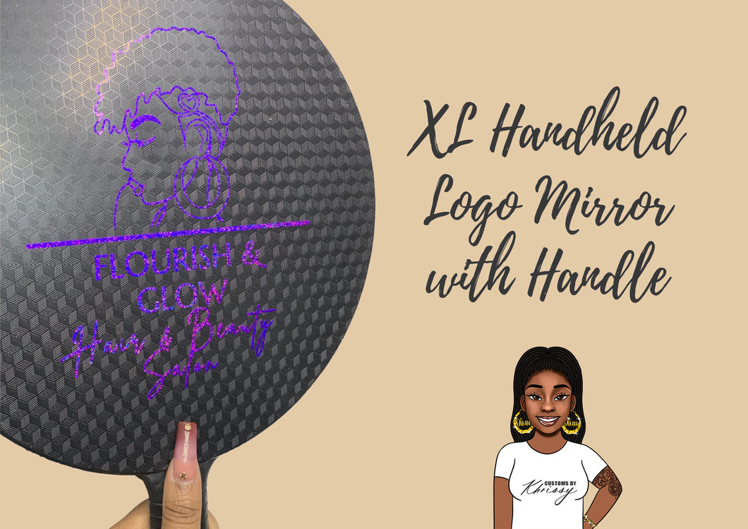 Personalised XL Handheld Logo Mirror With Handle