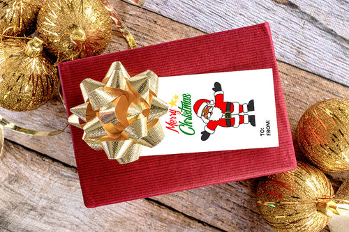 Merry Christmas - Black Santa - Gift Tag